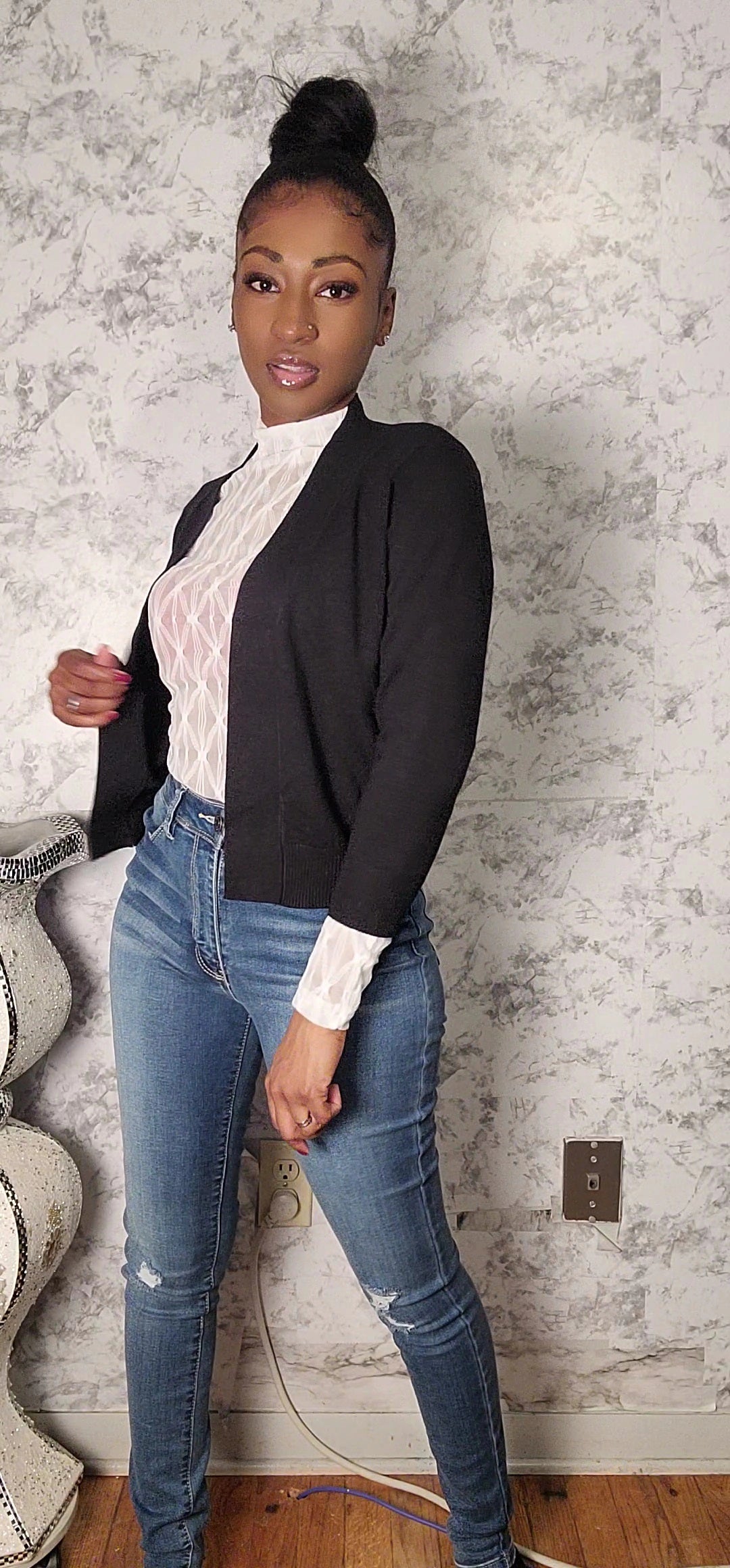 Quarter Sleeve Soft Knit Cardigan