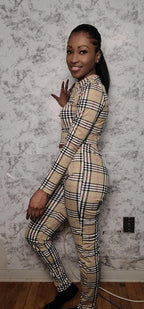 Plaid Crop Top and Pants Two Piece Set