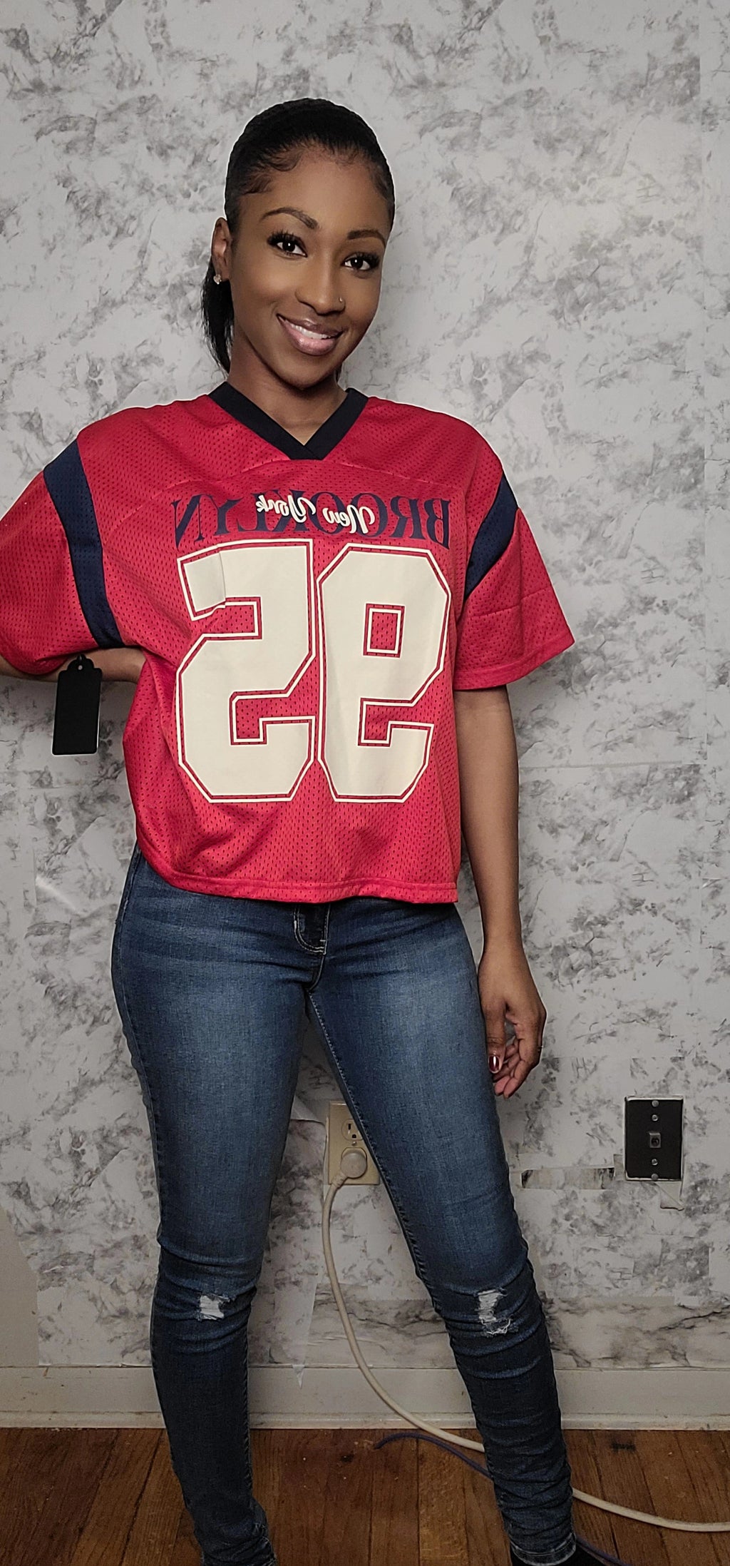 Oversized Graphic "Brooklyn" Jersey Top