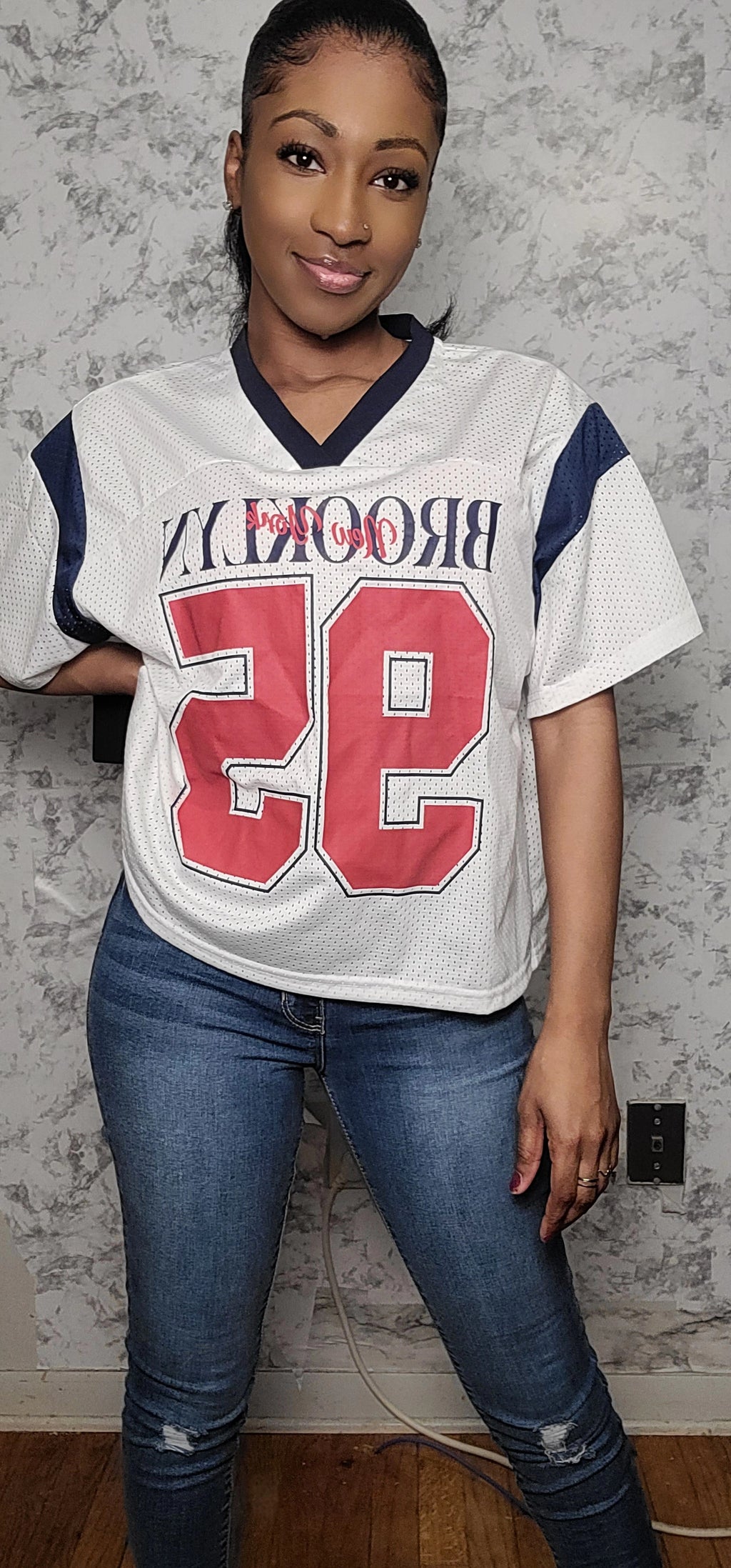 Oversized Graphic "Brooklyn" Jersey Top