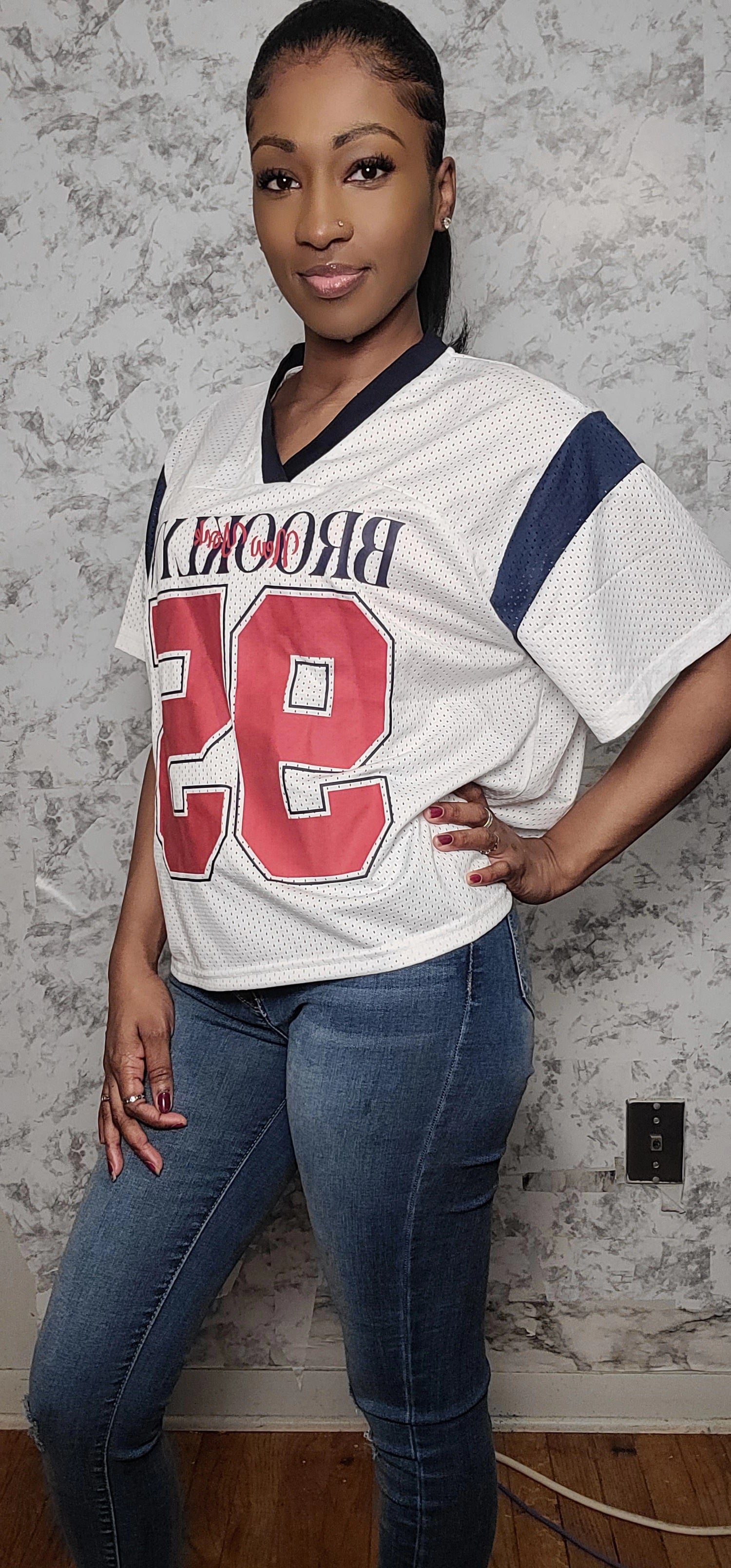Oversized Graphic "Brooklyn" Jersey Top