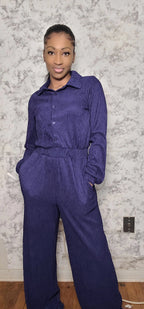 Clinched Crinkled Wide Leg Junpsuit