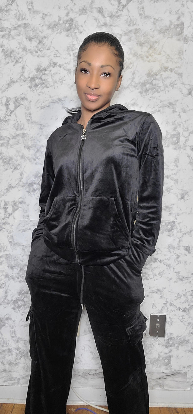 Velour Cargo Two-Piece Jogger Set Main Image