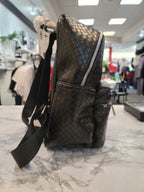 Solid Black Large Quilted Backpack