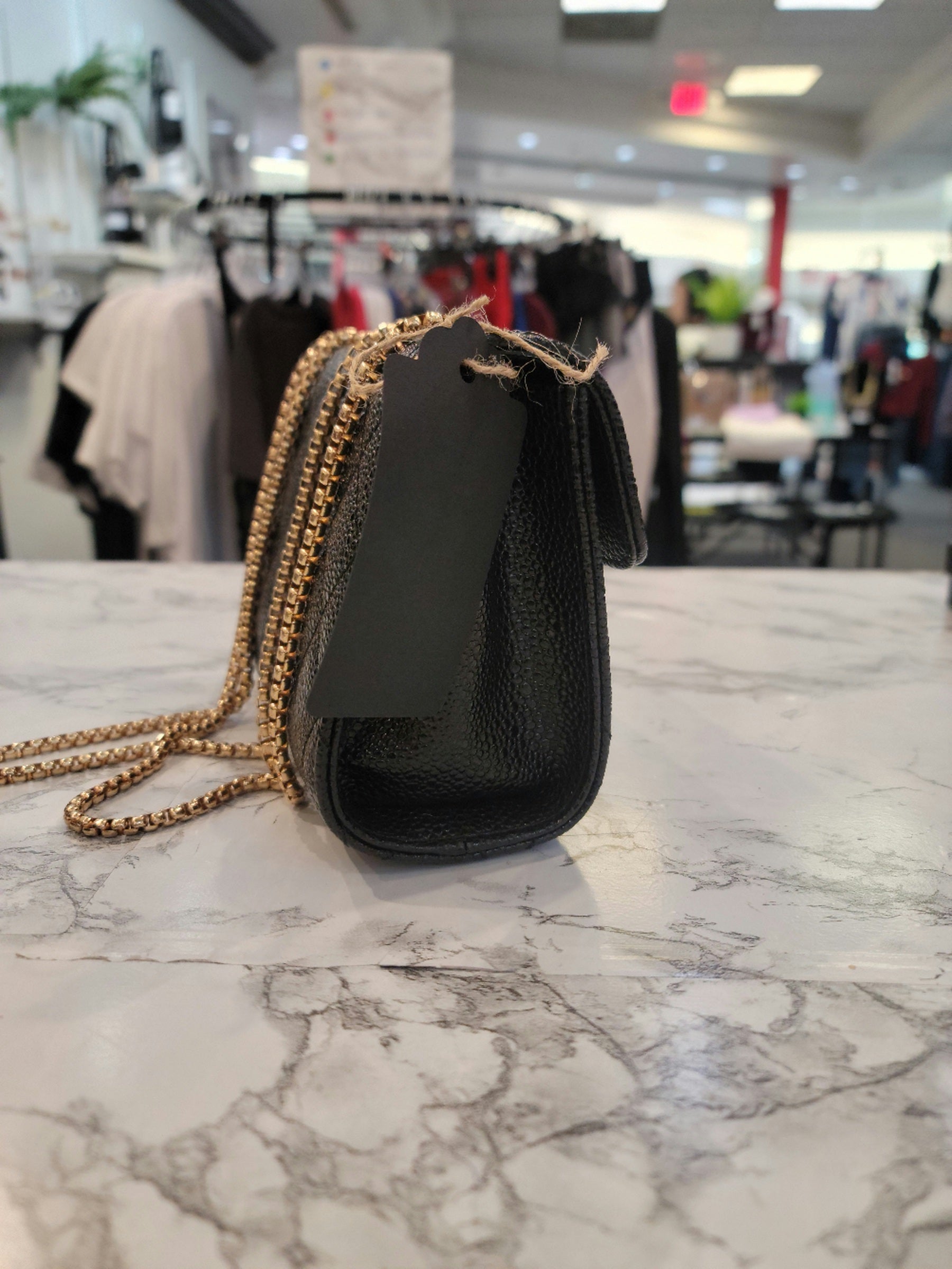 Black Leather Tiled Crossbody Bag