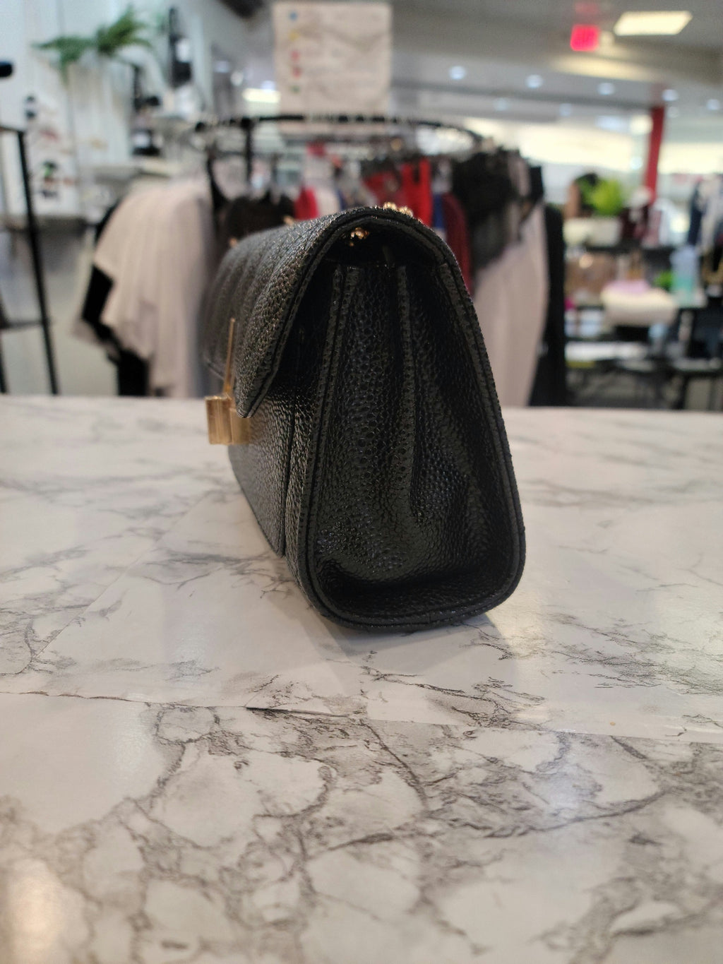 Black Leather Tiled Crossbody Bag