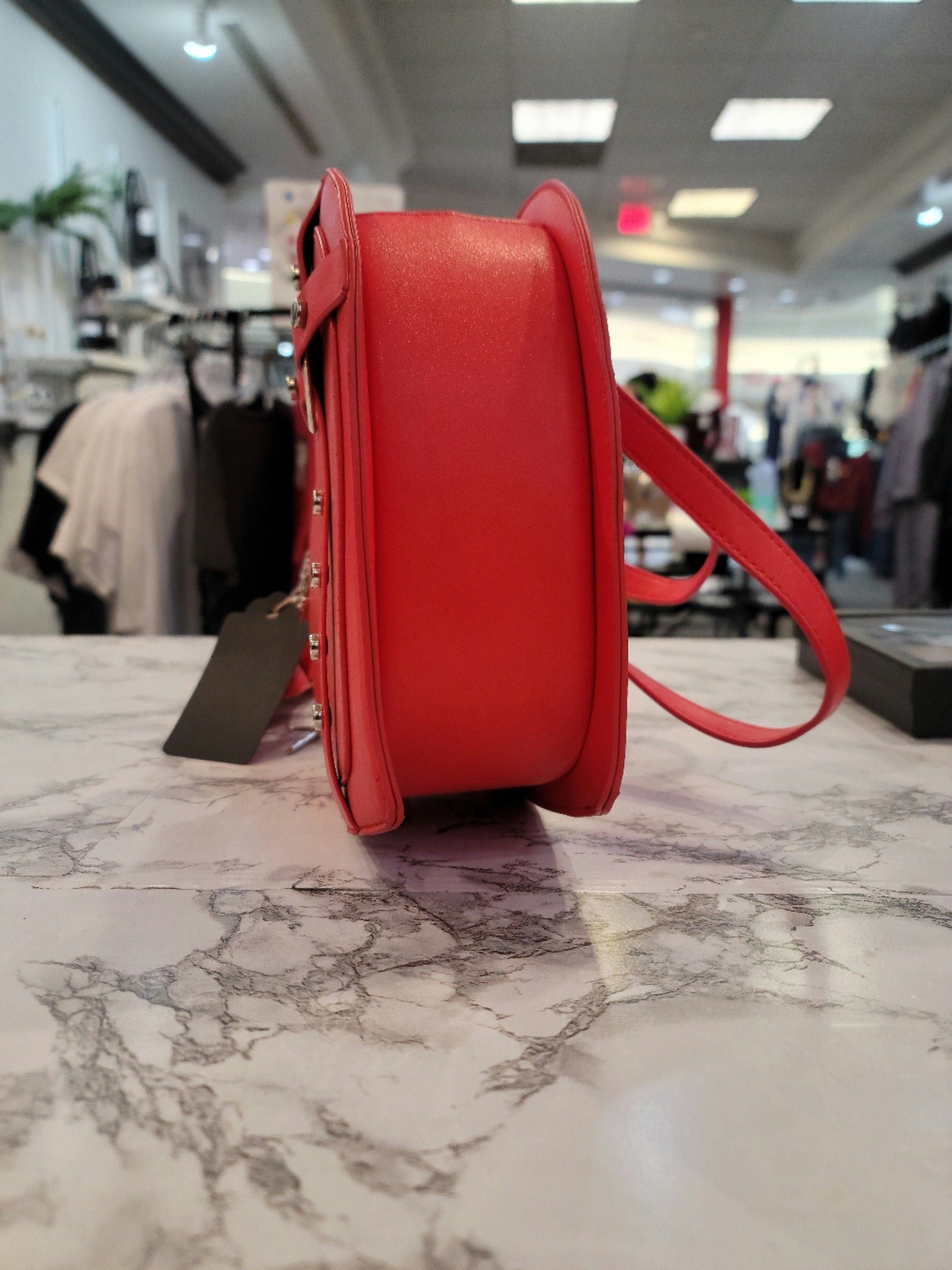 Solid Red Heart Shaped Crossbody Bag