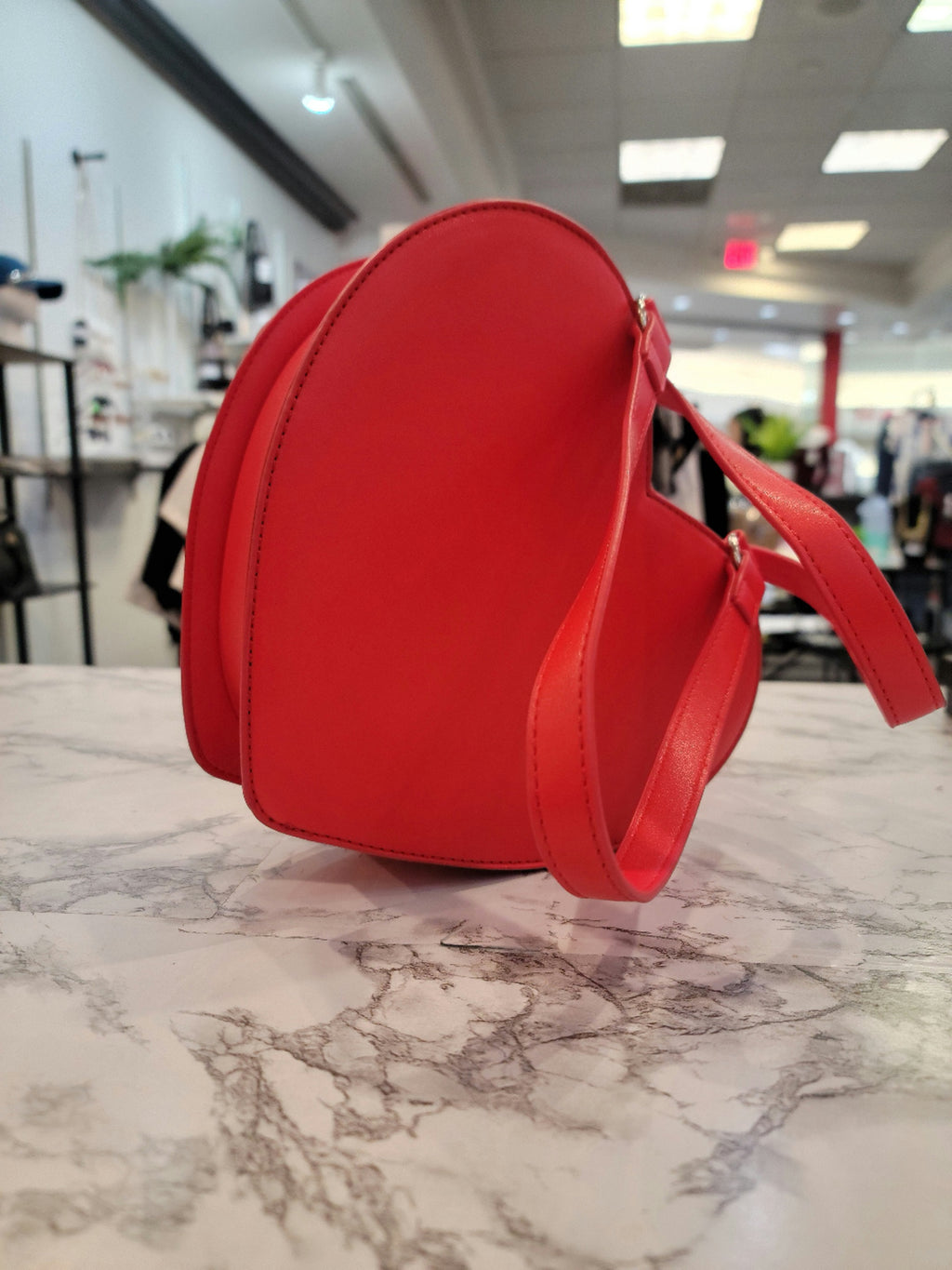 Solid Red Heart Shaped Crossbody Bag