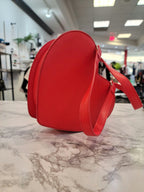 Solid Red Heart Shaped Crossbody Bag