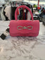 Small Solid Pink Silver Bow Detail Handbag