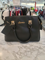 Solid Black Shoulder Handbag