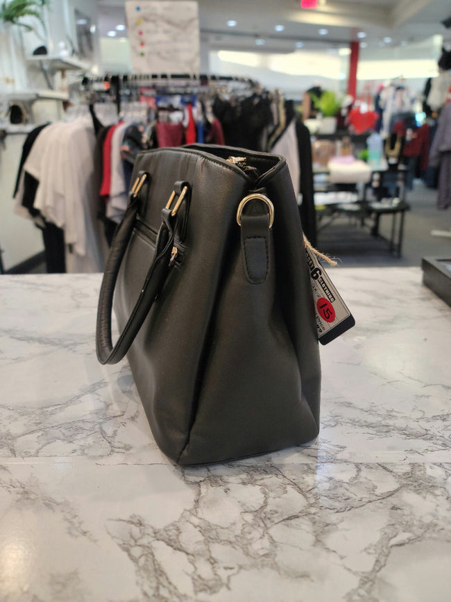 Solid Black Shoulder Handbag Main Image