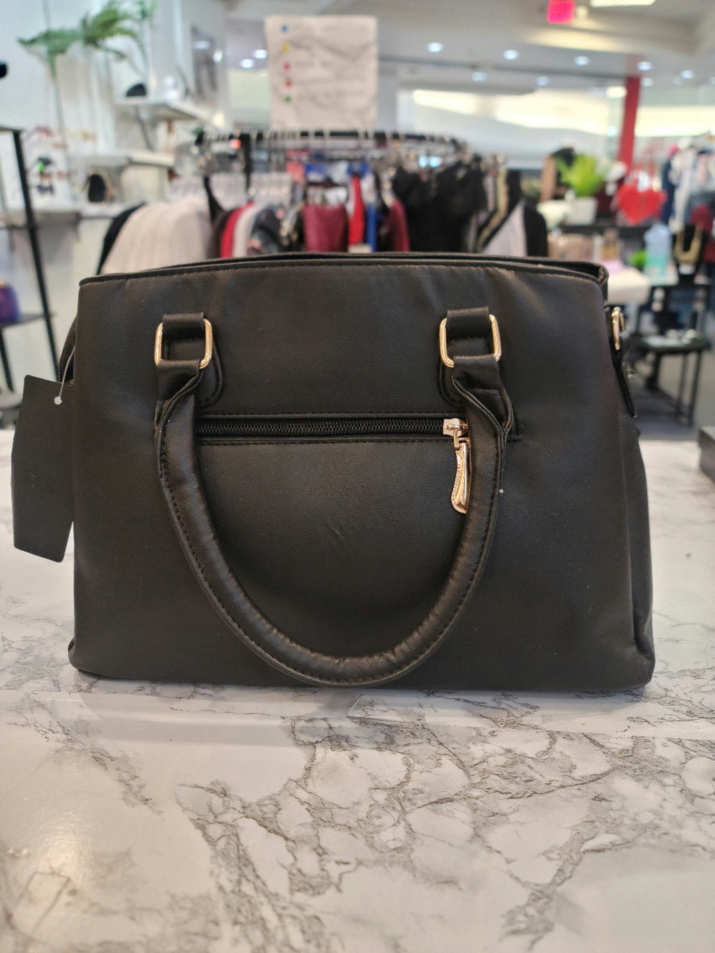 Solid Black Shoulder Handbag