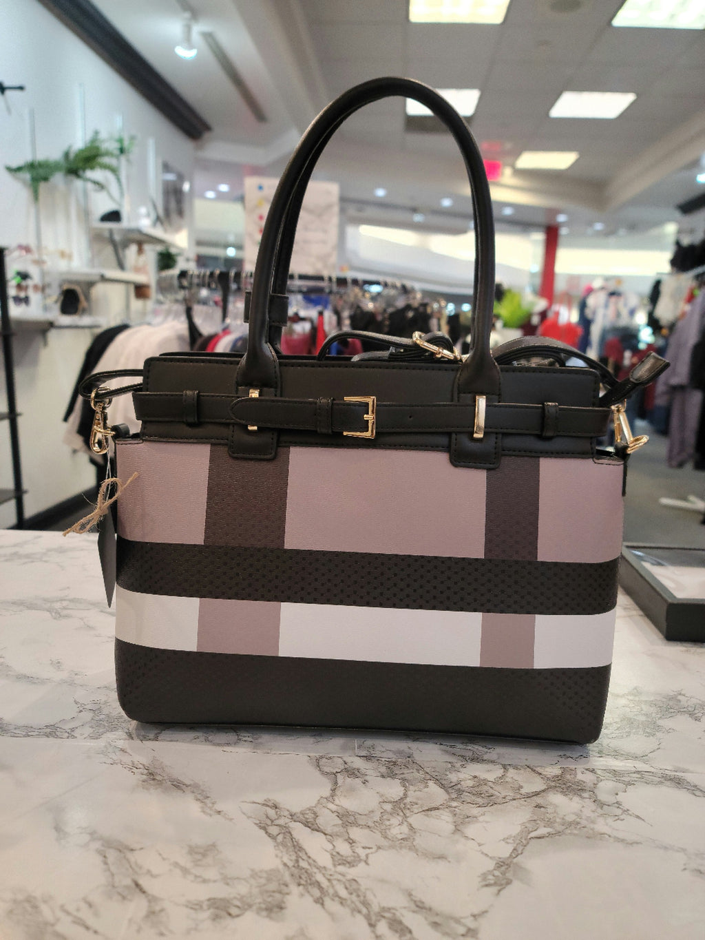 Black & Grey Large Handbag