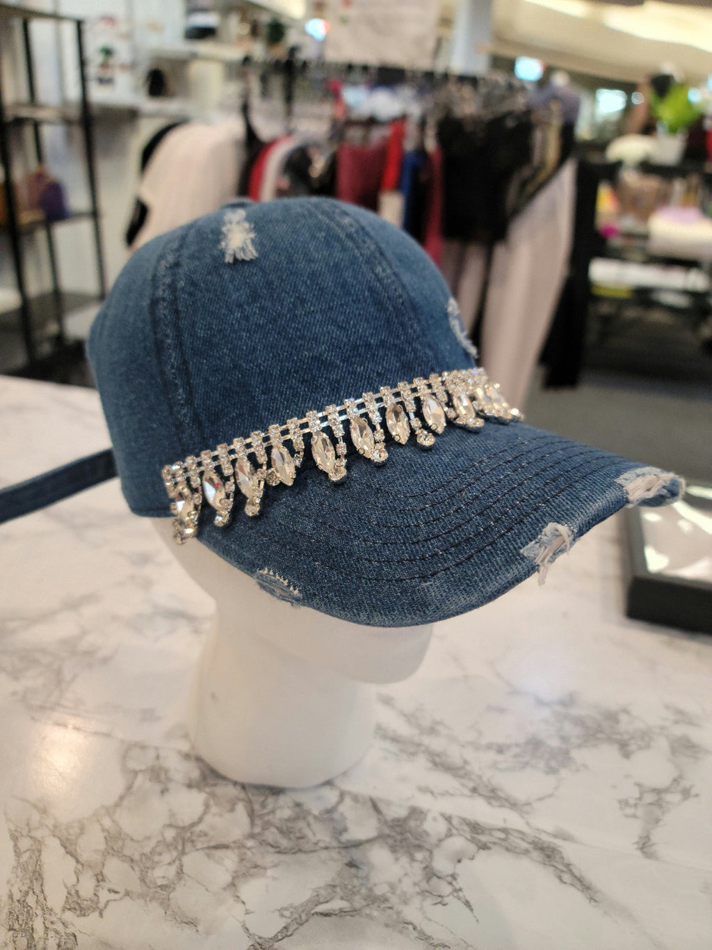Bling Distressed Ball Cap