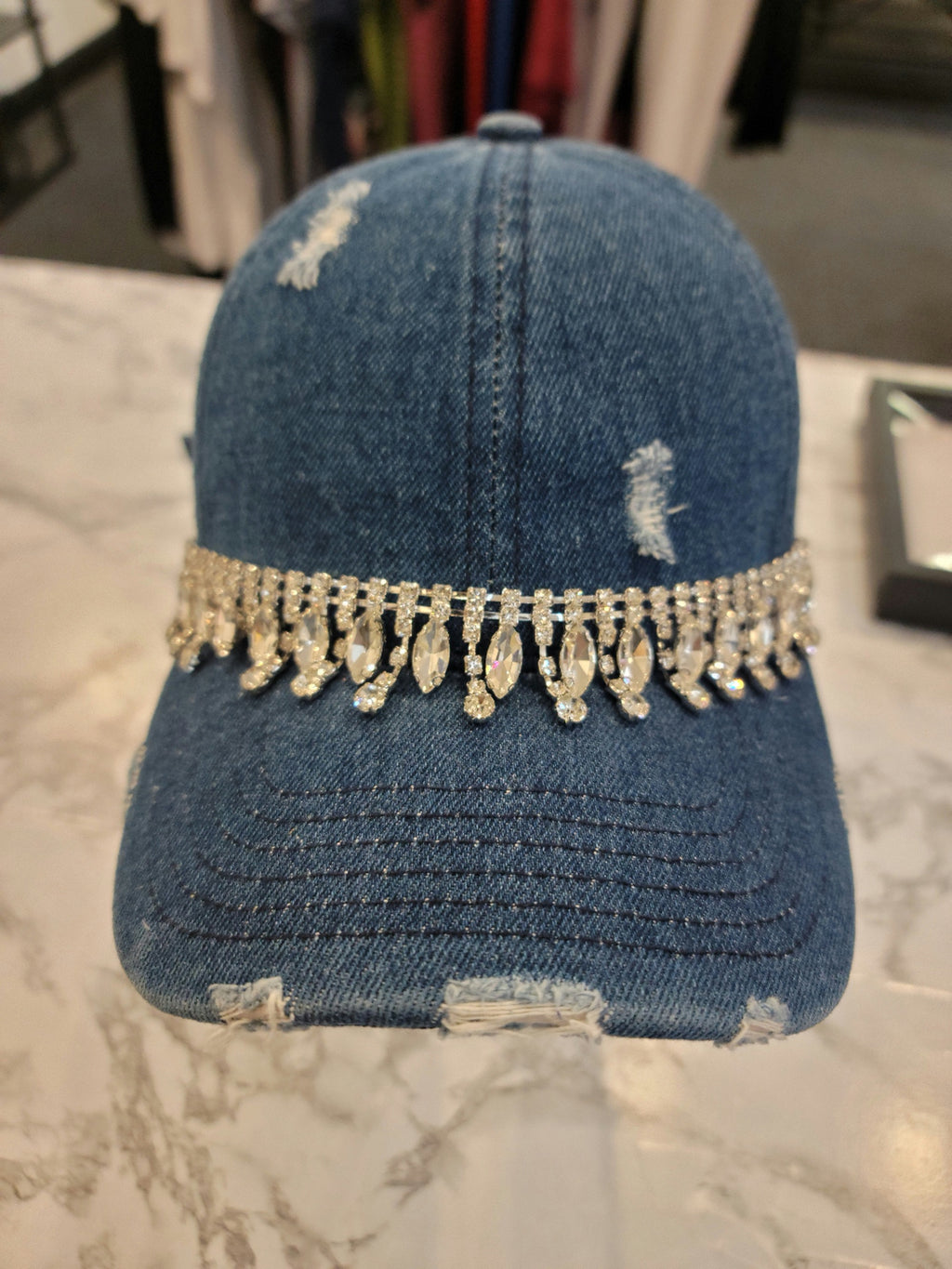 Bling Distressed Ball Cap