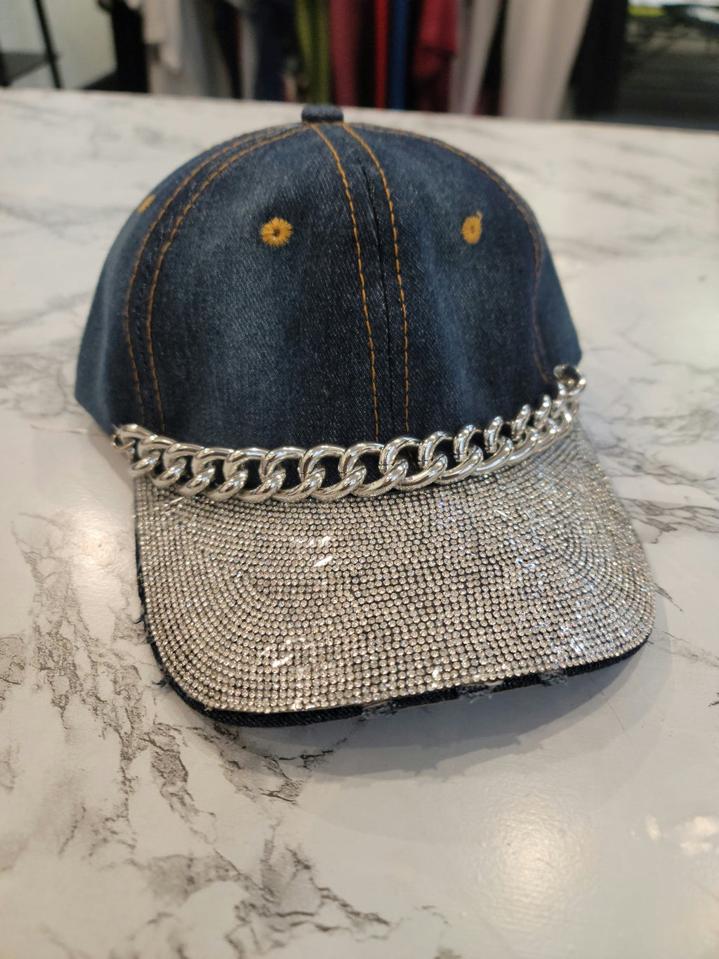 Bling Distressed Ball Cap