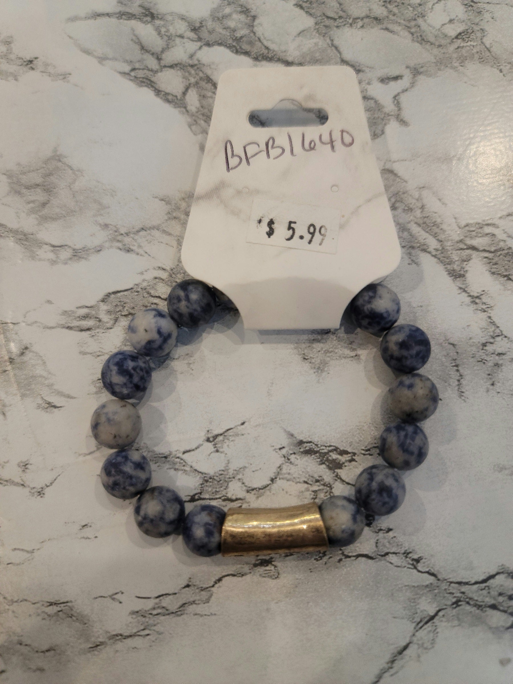 Blue Tie Dye  Ball Bracelet