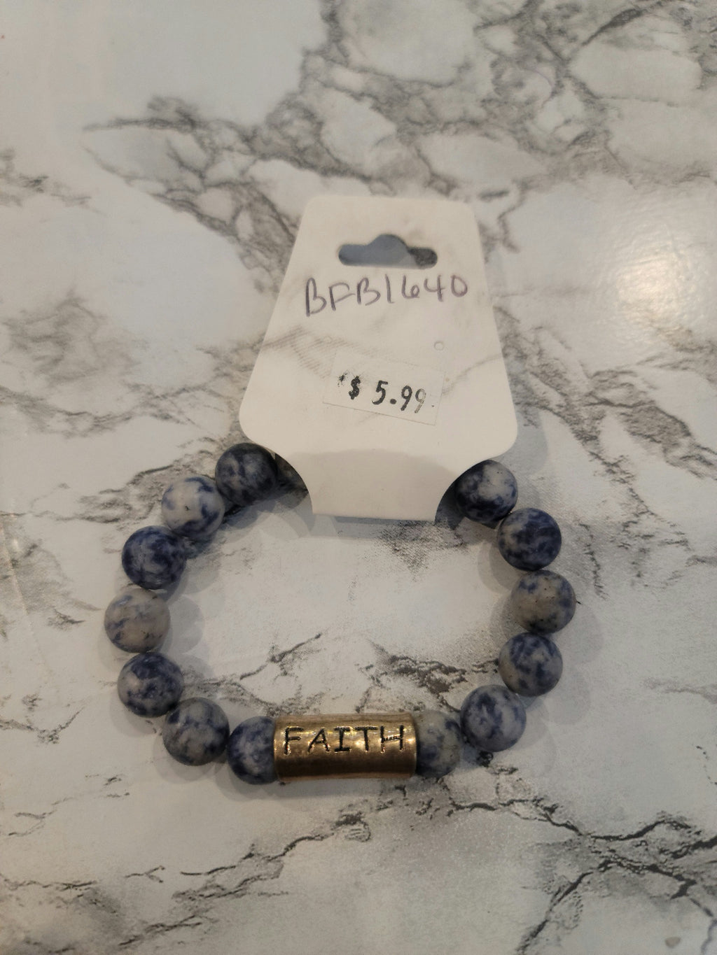 Blue Tie Dye  Ball Bracelet