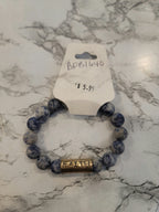 Blue Tie Dye  Ball Bracelet