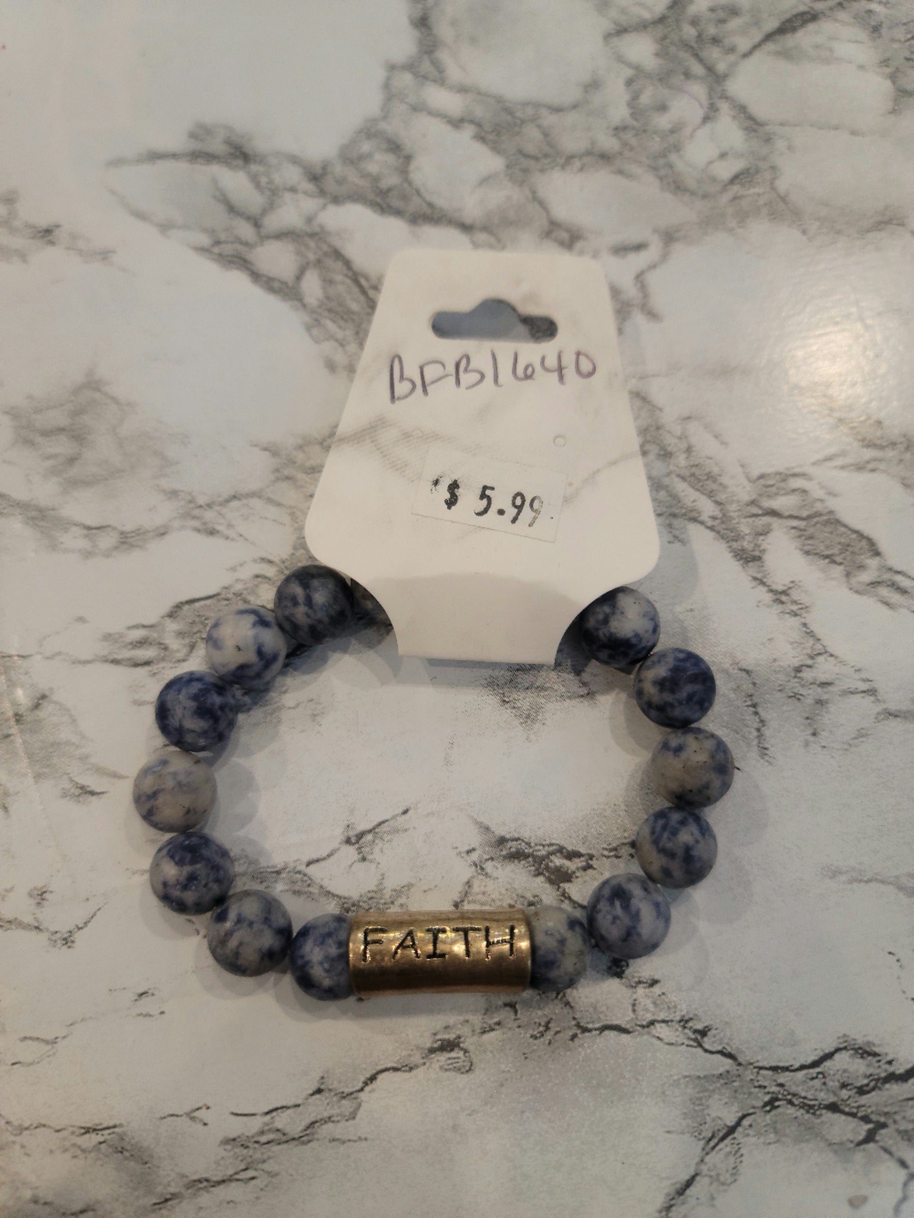 Blue Tie Dye  Ball Bracelet