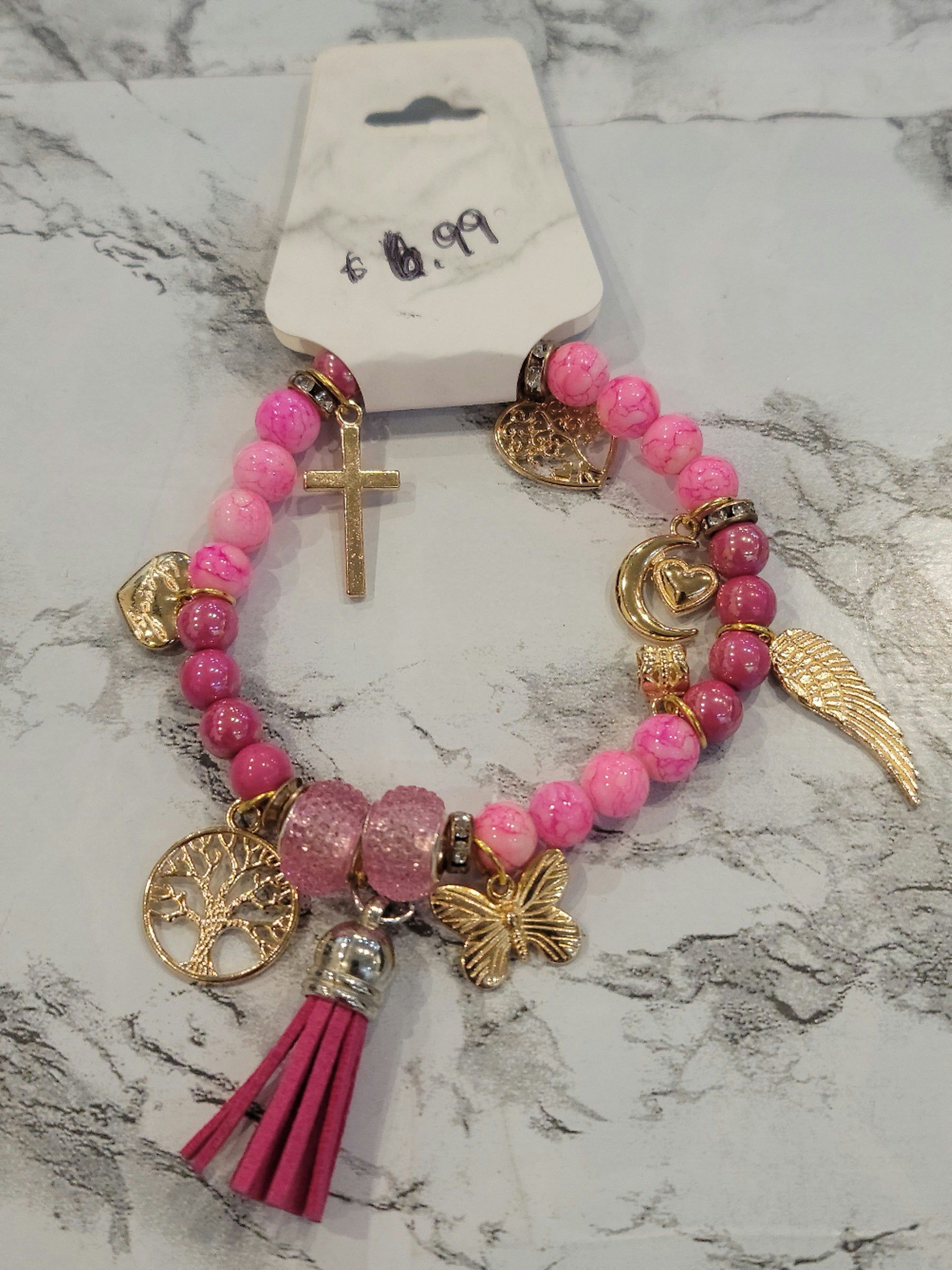 Pink Love, Peace and Life Bracelet