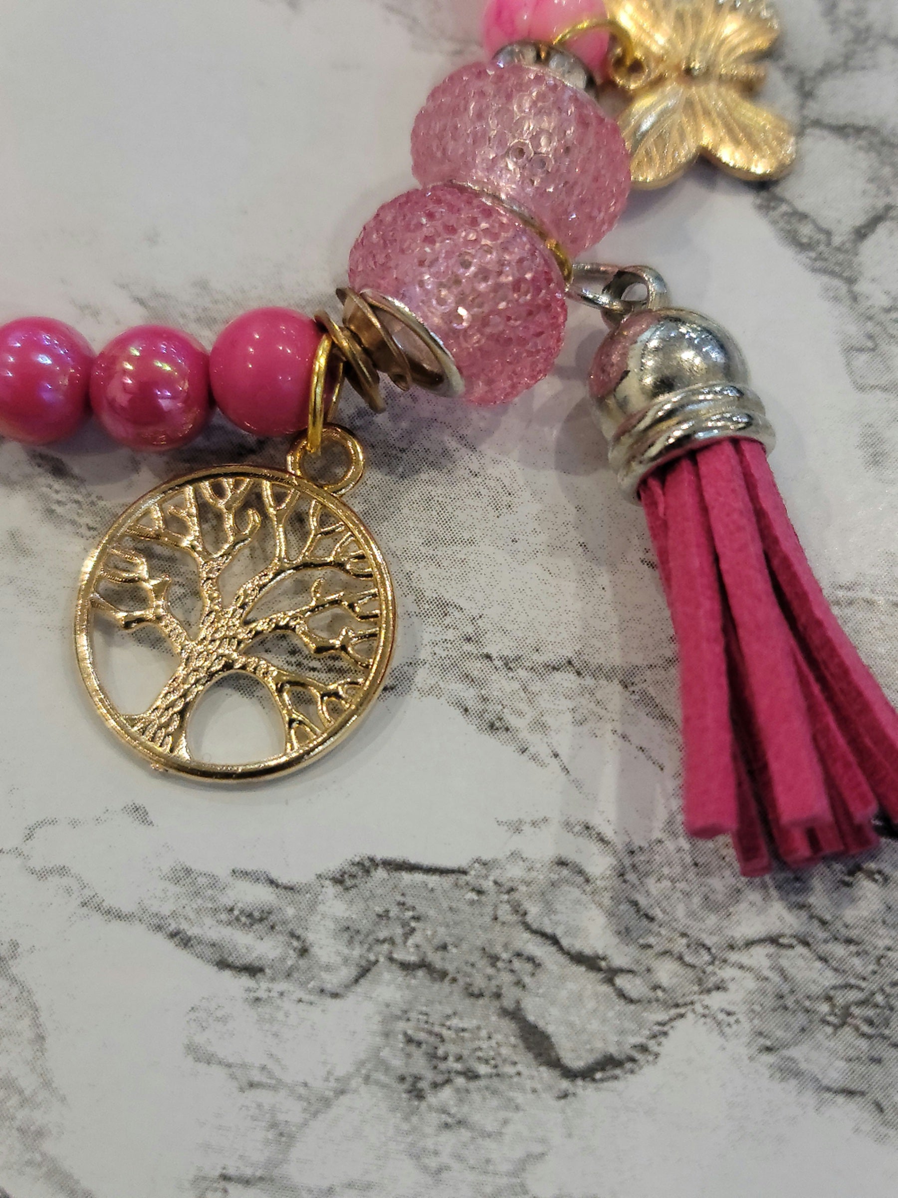 Pink Love, Peace and Life Bracelet