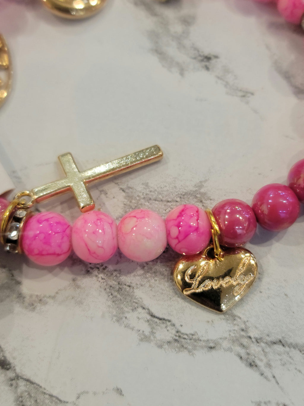 Pink Love, Peace and Life Bracelet
