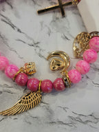Pink Love, Peace and Life Bracelet