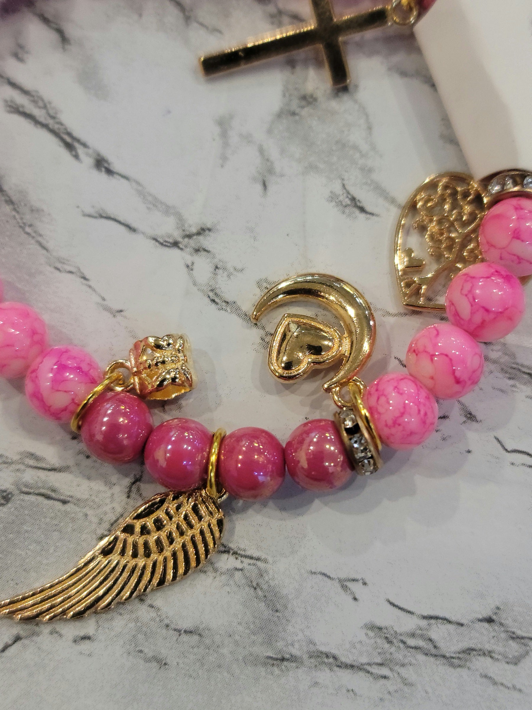 Pink Love, Peace and Life Bracelet