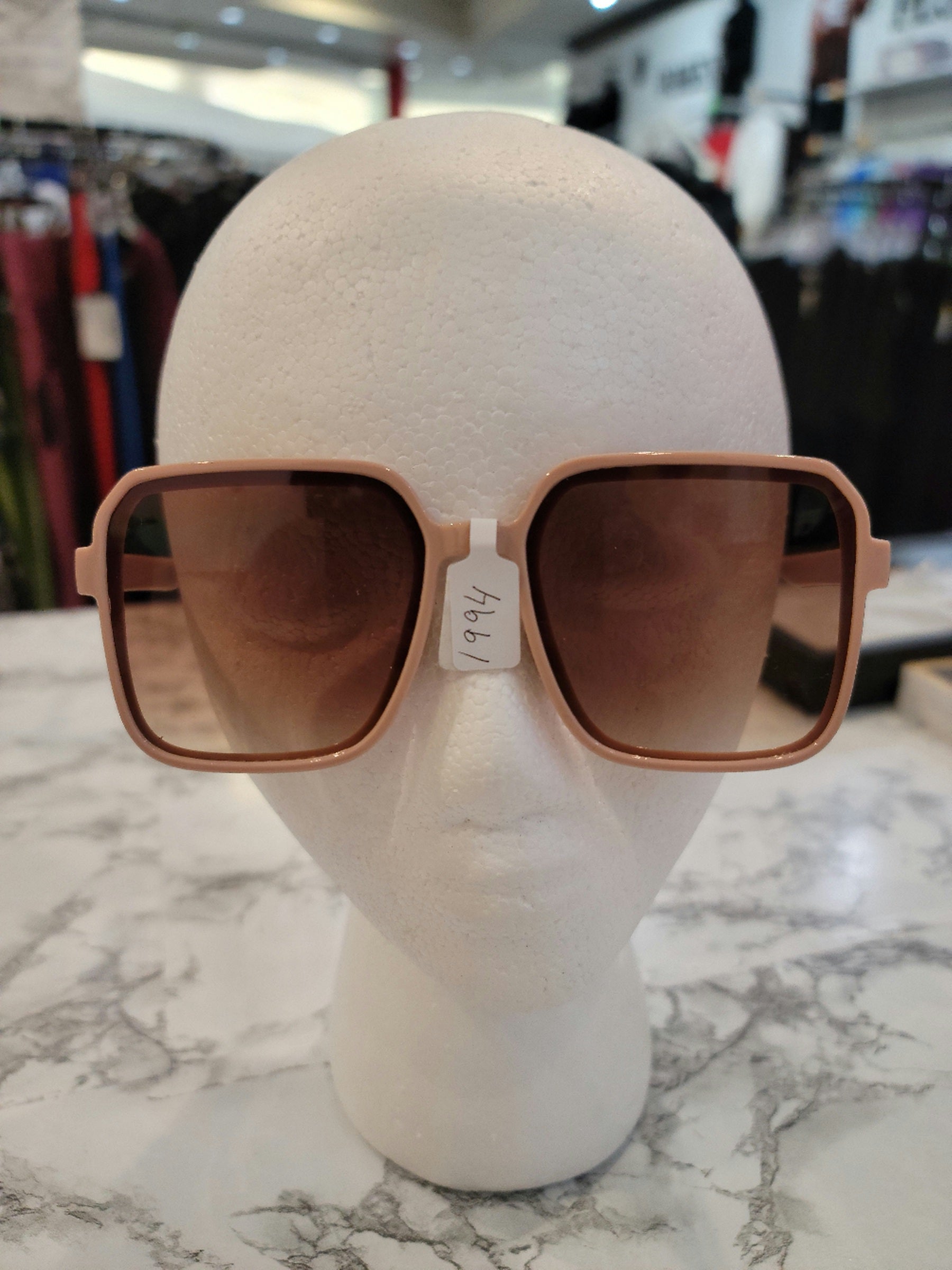 Light Mauve Gold Frame Square Sunglasses