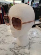 Light Mauve Gold Frame Square Sunglasses