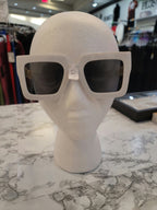 White Trim Gold Rim Square Sunglasses