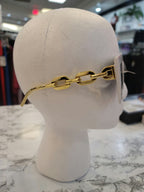 Cream Trim Gold Rim Square Sunglasses