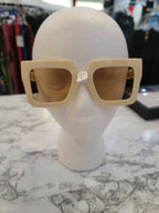Cream Trim Gold Rim Square Sunglasses