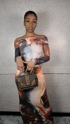 Earth Goddess Off Shoulder Maxi Dress