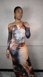 Earth Goddess Off Shoulder Maxi Dress