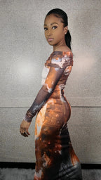 Earth Goddess Off Shoulder Maxi Dress