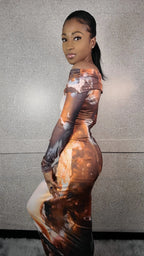 Earth Goddess Off Shoulder Maxi Dress