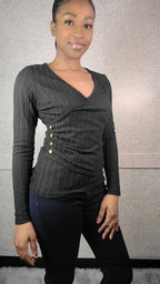 4 Side Button Crisscross Front Shirt