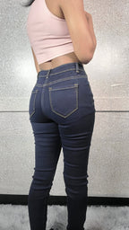 High Rise Dark Washed Stretchy Skinny Jeans