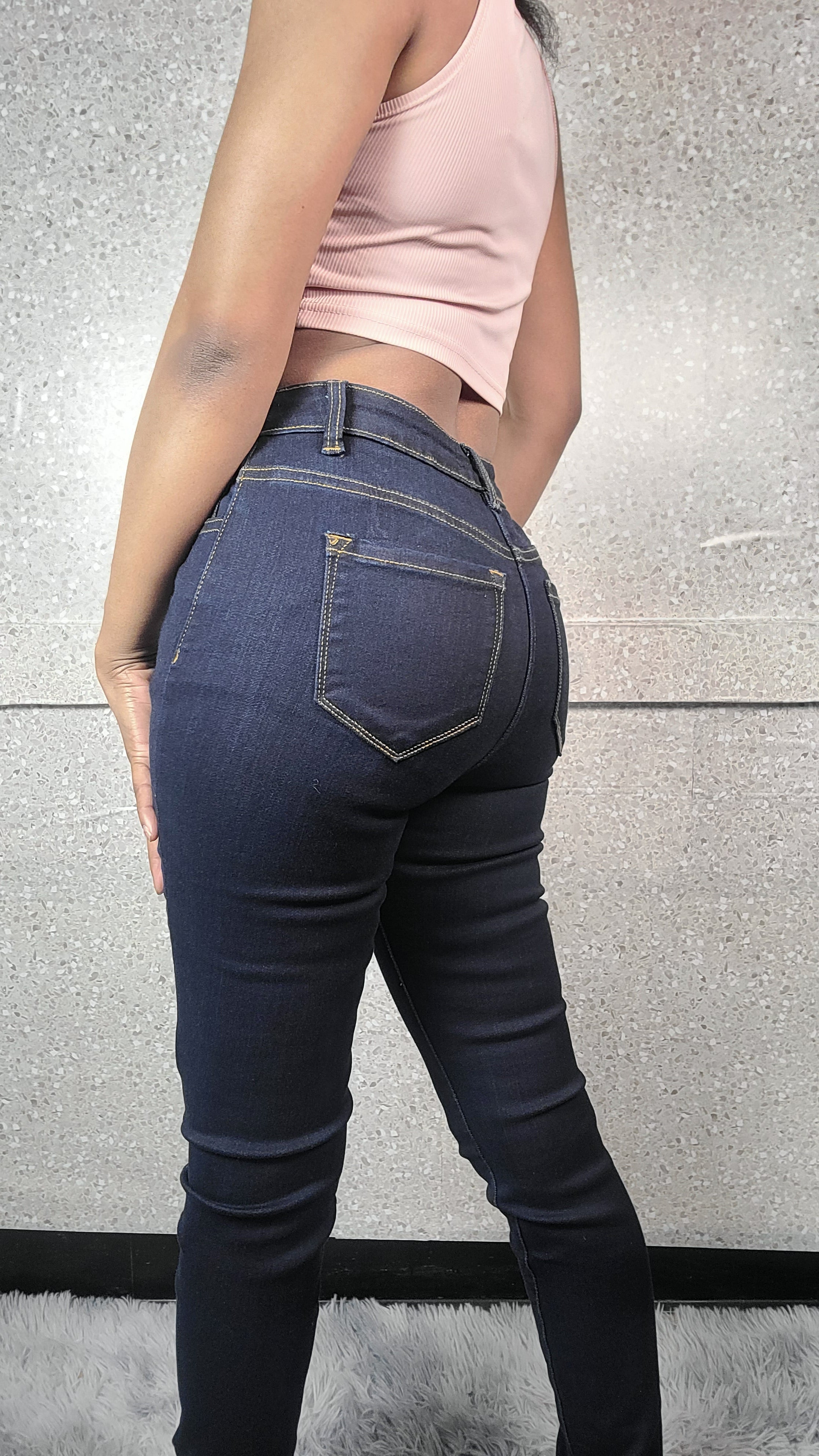 High Rise Dark Washed Stretchy Skinny Jeans