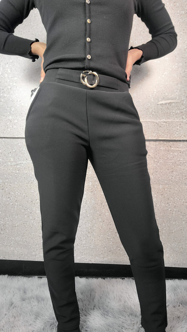 Slim CG Buckle Fur Dress Pants Main Image