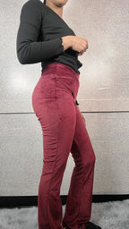 High Waist Velour Flared Leg Pants