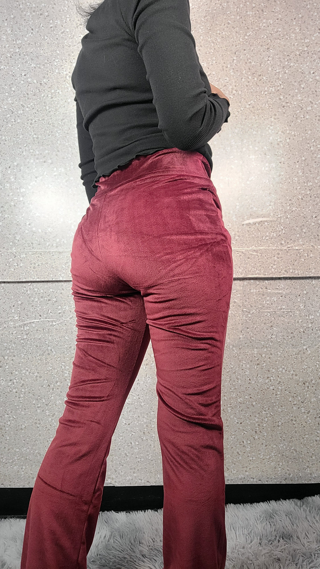 High Waist Velour Flared Leg Pants