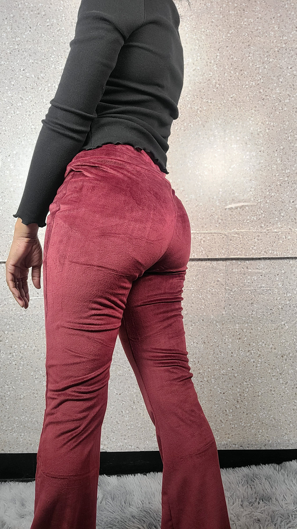 High Waist Velour Flared Leg Pants