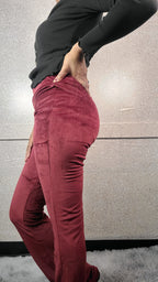 High Waist Velour Flared Leg Pants