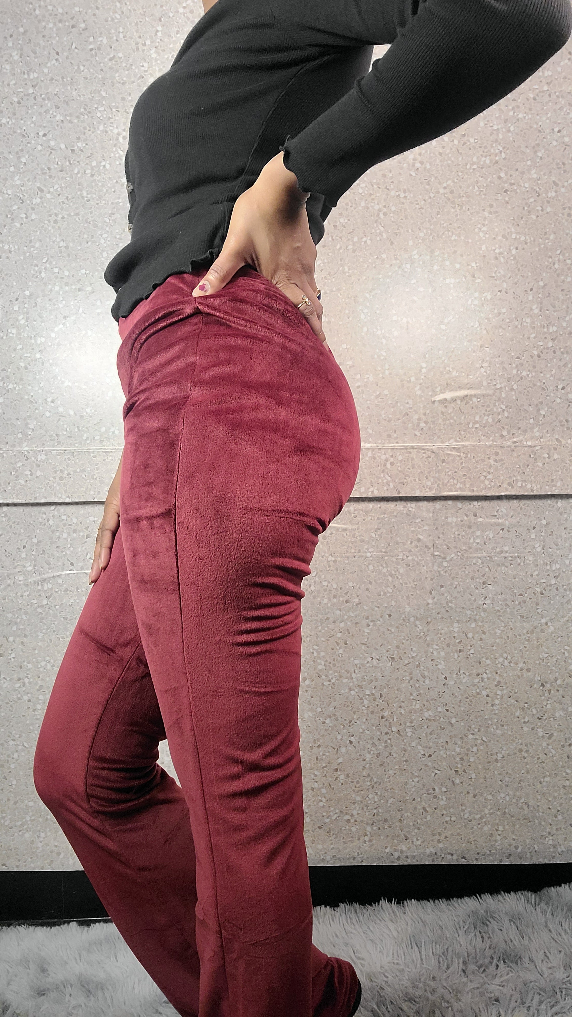 High Waist Velour Flared Leg Pants