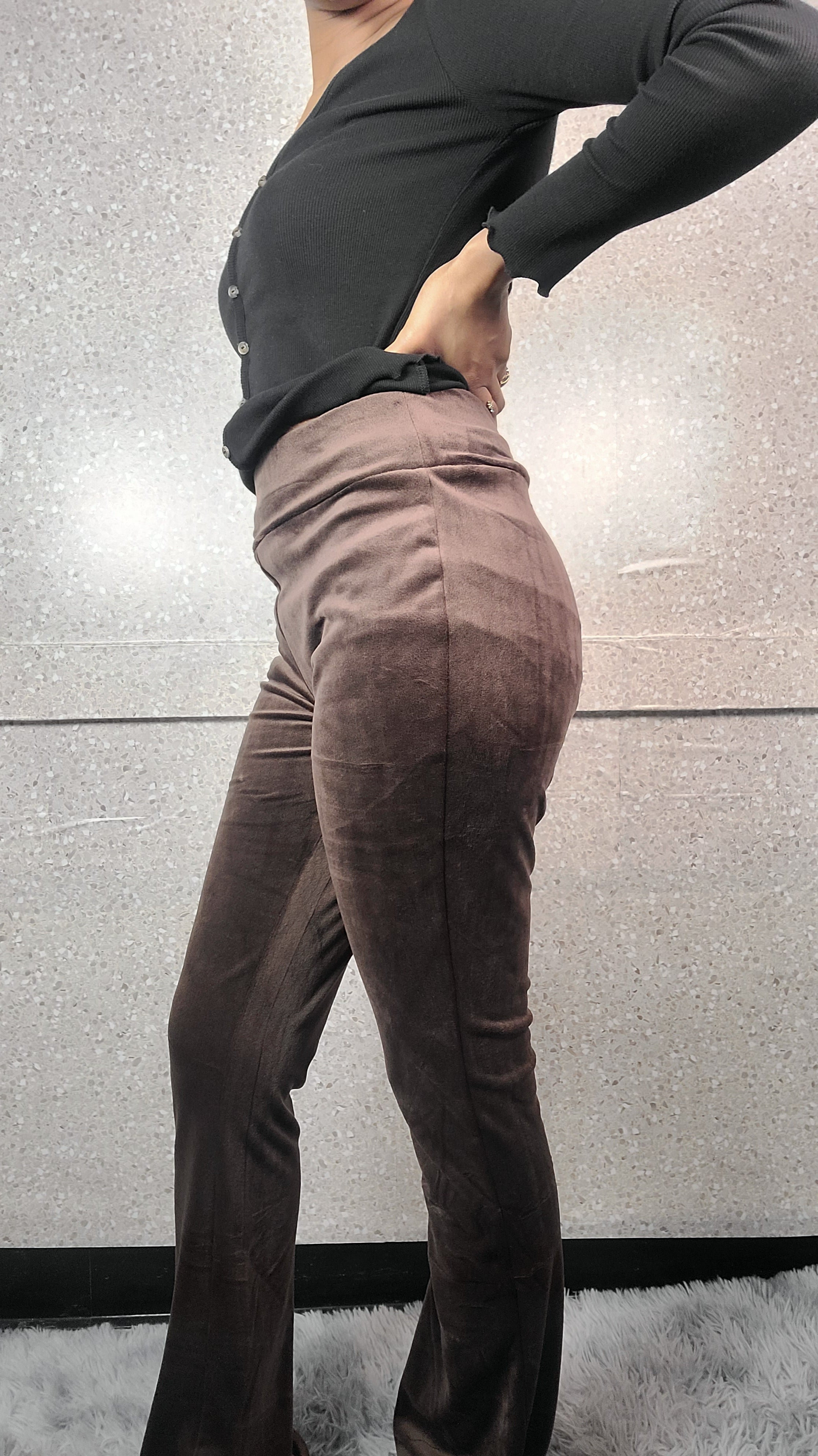 High Waist Velour Flared Leg Pants