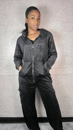 Velour Cargo Two-Piece Jogger Set